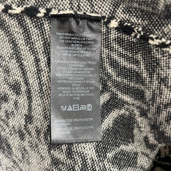 Anthropologie Slim Ruffle Knit Mini Sweater Dress Black Beige Animal Print Large - Picture 7 of 7